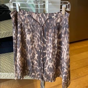 Club Monaco Animal Print Silk Skirt